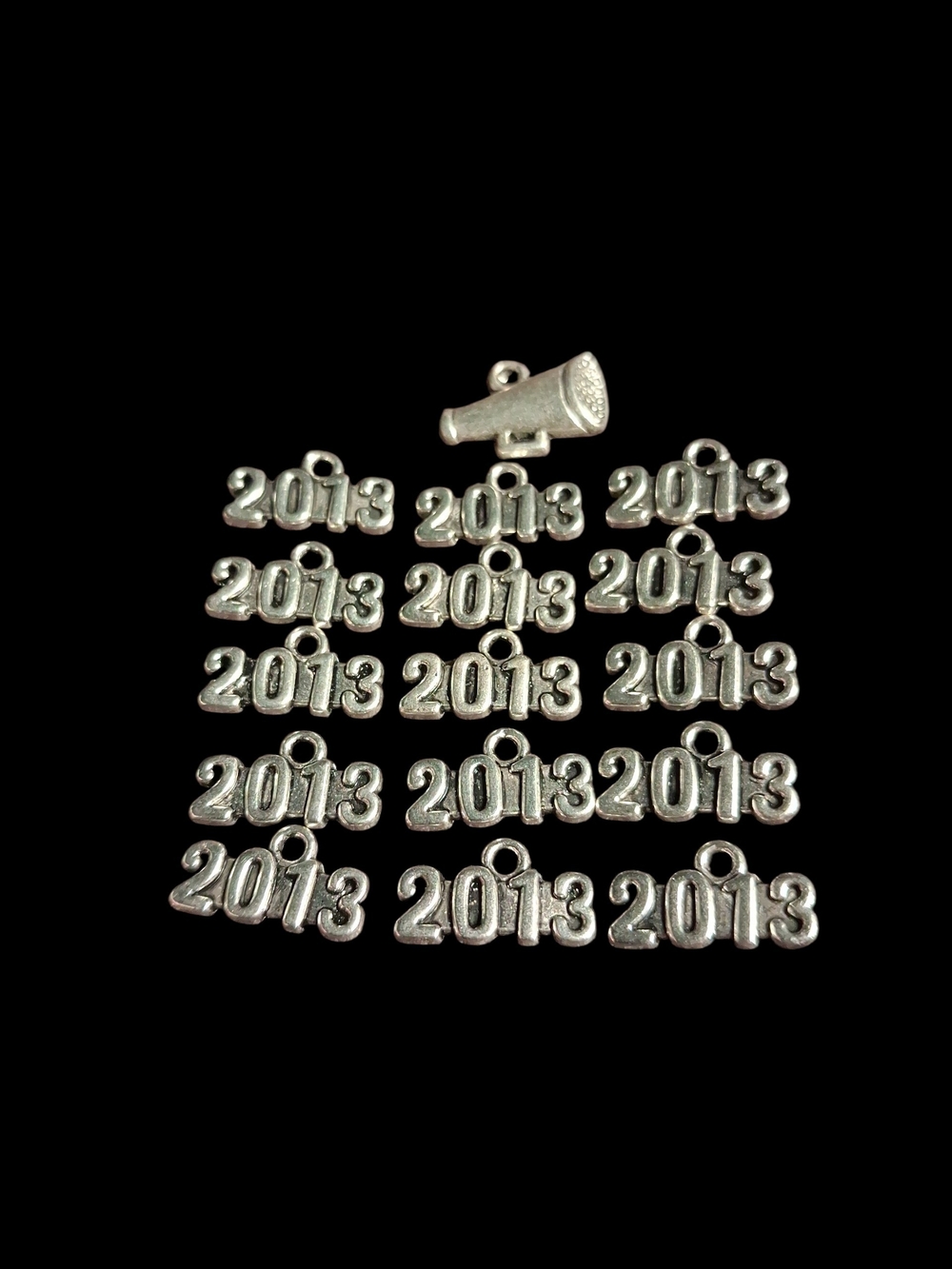 Silver 2013 Number Charms with Megaphone Accent Jewelry Making Supplies
